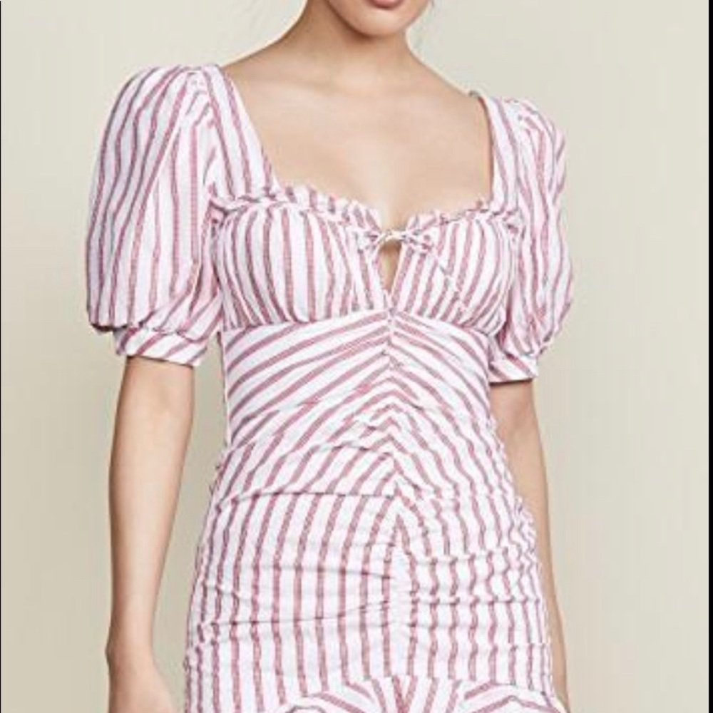 Red Hot & White Stripe Mini Dress w/puff sleeve.